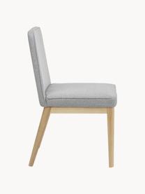 Gestoffeerde stoel Koga in grijs, Bekleding: 100% polyester Met 30.000, Poten: essenhout, Frame: metaal, Geweven stof lichtgrijs, B 47 x H 86 cm