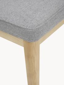 Sedia imbottita Koga, Rivestimento: 100% poliestere Il rivest, Gambe: legno di frassino, Cornice: metallo, Tessuto grigio chiaro, legno di frassino chiaro, Larg. 47 x Alt. 86 cm