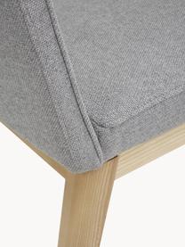 Gestoffeerde stoel Koga in grijs, Bekleding: 100% polyester Met 30.000, Poten: essenhout, Frame: metaal, Geweven stof lichtgrijs, B 47 x H 86 cm