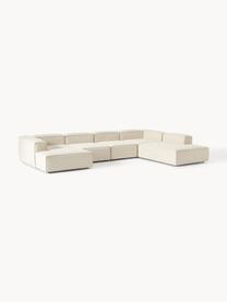 Divano componibile Lennon, Rivestimento: 100% poliestere Con 115.0, Struttura: legno di pino massiccio, , Piedini: plastica Questo prodotto , Tessuto bianco latte, Larg. 418 x Prof. 269 cm, chaise longue a sinistra