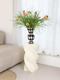 Handbemalte Vase Rhombic, H 30 cm, Steingut, Schwarz, Off White, Ø 16 x H 30 cm