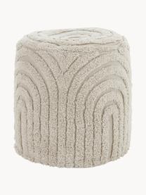 Pouf con superficie capitonné Erika, Rivestimento: 100% cotone, Tessuto beige chiaro, Ø 44 x Alt. 46 cm