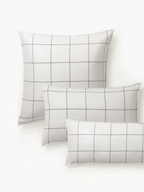 Karierter Flanell-Wendekopfkissenbezug Noelle aus Baumwolle, Webart: Flanell, Off-White, Grau, B 40 x L 80 cm