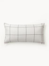 Karierter Flanell-Wendekopfkissenbezug Noelle aus Baumwolle, Webart: Flanell, Off-White, Grau, B 40 x L 80 cm