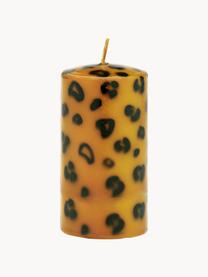 Candela a colonna fatta a mano Leopard, alt. 10 cm, Paraffina, Marrone chiaro, nero, Ø 7 x Alt. 10 cm