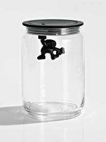 Boîte de rangement Gianni, haut. 12 cm, Verre, résine thermoplastique, Noir, transparent, Ø 11 x haut. 15 cm