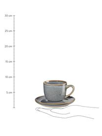 Šálek na espresso s podšálkem z kameniny Saisons, 6 ks, Kamenina, Modrá, Ø 7 cm