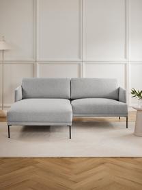 Kleines Ecksofa Fluente, Bezug: 100 % Polyester Der strap, Gestell: Massives Kiefernholz, Bir, Füße: Metall, pulverbeschichtet, Webstoff Hellgrau, B 198 x T 152 cm, Eckteil rechts