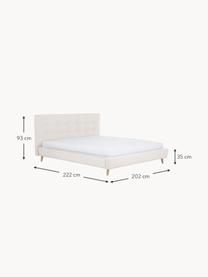 Gestoffeerd bed Moon met houten poten, Bekleding: polyester (gestructureerd, Frame: massief grenenhout, FSC-g, Poten: massief eikenhout, Geweven stof greige, B 160 x L 200 cm