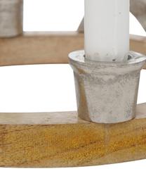Kerzenhalter Hemlund, Kerzenhalter: Metall, Sockel: Holz, Silberfarben, Helles Holz, Ø 26 x H 12 cm