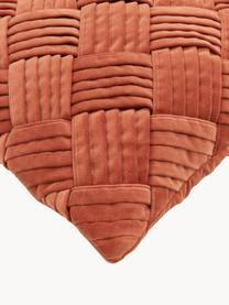 Fluwelen kussenhoes Sina met structuurpatroon, Fluweel (100% katoen), Terracotta, B 45 x L 45 cm