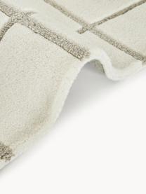Alfombra artesanal Kallie, Parte superior: 100% lana con certificado, Reverso: 100% algodón Las alfombra, Blanco Off White, greige, An 80 x L 150 cm (Tamaño XS)