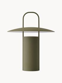 Lampada da tavolo dimmerabile a LED con porta USB Ray, Metallo rivestito, Kaki, Ø 22 x Alt. 24 cm