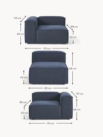 Sofa modułowa Lennon (4-osobowa), Tapicerka: 100% poliester Dzięki tka, Stelaż: lite drewno sosnowe, skle, Nogi: tworzywo sztuczne Ten pro, Ciemnoniebieska tkanina, S 327 x G 119 cm