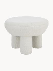 Teddy-Hocker Bigfant, Bezug: 100 % Polyester, Gestell: Kiefernholz, Sperrholz Di, Teddy Weiß, Ø 61 x H 43 cm