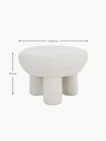 Tabouret en tissu peluche Bigfant, Tissu peluche blanc, Ø 61 x haut. 43 cm