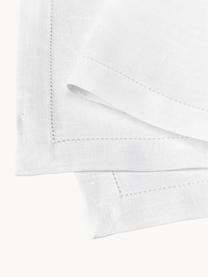 Serviettes en lin avec ourlet Alanta, 6 élém., Blanc, larg. 42 x long. 42 cm