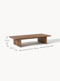 Nízký dřevěný konferenční stolek Toni, Dřevovláknitá deska střední hustoty (MDF) s lakovaná dýha z ořechového dřeva

Tento produkt je vyroben z udržitelných zdrojů dřeva s certifikací FSC®., Ořechové dřevo, Š 120 cm, V 25 cm