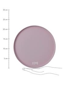 Designový talíř s nápisem Favourite LOVE, Kostní porcelán Fine Bone China
Fine Bone China je jemný porcelán, který se vyznačuje zejména svým zářivým a průsvitným leskem, Fialová, bílá, Ø 22 cm