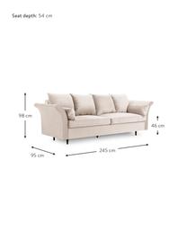 Sofa rozkładana z aksamitu z funkcją przechowywania Lola (3-osobowa), Tapicerka: 100% aksamit poliestrowy , Nogi: drewno, Beżowa tkanina, S 245 x G 95 cm