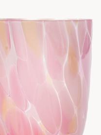 Handgemaakte waterglazen Big Confetti, 6 stuks, Glas, Oranje, roze, transparant, Ø 7 x H 10 cm, 250 ml