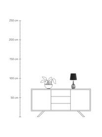 Tafellamp Budgee met glazen voet, Lampenkap: textiel, Lampvoet: glas, Zwart, wit, Ø 20 x H 40 cm