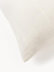 Funda de almohada a cuadros texturizados Vivienne, Parte trasera: Renforcé Densidad de hilo, Parte superior: blanco Off White Parte trasera: blanco crema, An 45 x L 110 cm