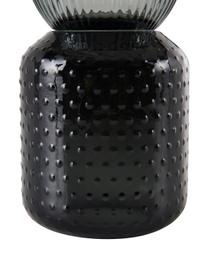Vase Lex aus getöntem Glas mit Rillenstruktur, Glas, Dunkelgrau, Ø 10 x H 25 cm