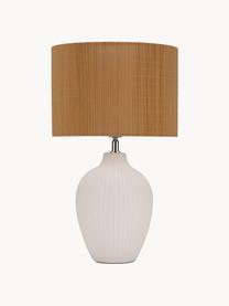 Lámpara de mesa de bambú Timber Glow, Pantalla: bambú, Cable: cubierto en tela, Blanco, marrón, Ø 28 x Al 49 cm