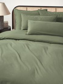 Housse de couette en percale de coton Debbie, Vert olive, larg. 200 x long. 200 cm