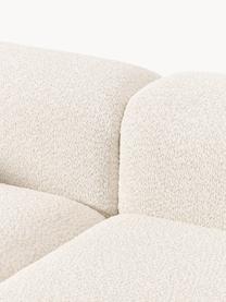 Modulares Sofa Natalie (3-Sitzer) aus Teddy-Bouclé mit Hocker, Bezug: Teddy-Bouclé (100 % Polye, Gestell: mitteldichte Holzfaserpla, Sockel: Massives Buchenholz, lack, Teddy-Bouclé Off White, dunkles Buchenholz, B 283 x T 197 cm