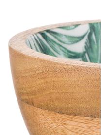 Mangoholz-Schälchen Alina mit tropischem Motiv, Mangoholz, Mangoholz, Grün, Weiß, Ø 16 x H 9 cm
