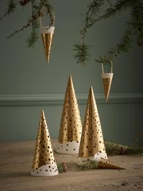 Handgefertigte Weihnachtsspitztüte Nobili aus Fine Bone China, Fine Bone China, Goldfarben, Ø 5 x H 16 cm