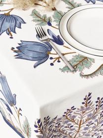 Katoenen tafelkleed Flora met bloemmotief, 100% katoen, Donkerblauw, bruin, olijfgroen, gebroken wit, 8-10 personen (B 170 x L 300 cm)