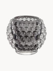 Handgefertigter Teelichthalter Doria, Glas, Dunkelgrau, Ø 9 x H 8 cm
