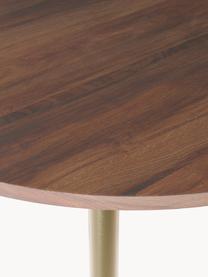 Ronde eettafel Mavi, Ø 110 cm, Tafelblad: geolied acaciahout, Poten: gecoat metaal, Acaciahout, goudkleurig, Ø 110 cm