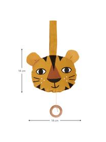 Handgefertigte Spieluhr Tiger, Baumwolle, OCS-zertifiziert, Ockergelb, B 14 x H 14 cm