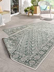 Tapis intérieur extérieur vintage, réversible Curacao, Vert, couleur crème