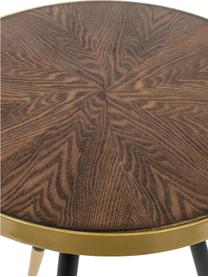 Kulatý odkládací stolek Denise, Tmavé dřevo, zlatá, Ø 44 cm, V 45 cm