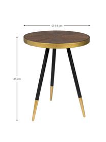 Table d'appoint ronde Denise, Bois foncé, doré, Ø 44 x haut. 45 cm