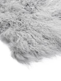 Tappeto in pelle di agnello a pelo lungo riccio Ella, Retro: 100% pelle, Grigio chiaro, Larg. 50 x Lung. 80 cm