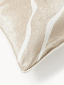 Housse de coussin en velours Seraphina, Velours (51 % coton, 49 % viscose), Beige clair, blanc, larg. 30 x long. 50 cm