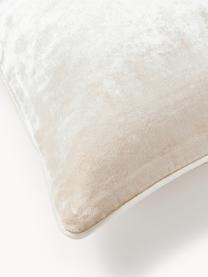 Copricuscinio in velluto Seraphina, Velluto (51% cotone, 49% viscosa), Beige chiaro, bianco, Larg. 30 x Lung. 50 cm
