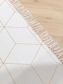 Alfombra de tejido plano de algodón con flecos Yena, Beige, dorado, An 70 x L 140 cm (Tamaño XS)
