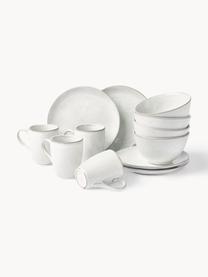 Ručně vyrobené snídaňové nádobí Nordic Sand, pro 4 osoby (12 dílů), Kamenina, Světle šedá, tečky, Pro 4 osoby (12 dílů)