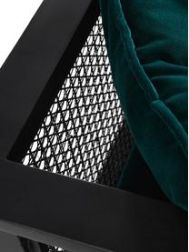 Fluwelen bank Big Sur (3-zits) met Weens vlechtwerk, Bekleding: 100% polyester fluweel, Frame: mangohout, rotan, Flessengroen, zwart, 106 x 79 cm