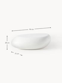 Table basse ovale en forme de galet Pietra, Plastique en fibre de verre, peint, Blanc, larg. 116 x prof. 77 cm