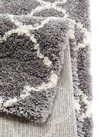 Tapis poils longs gris crème Grace, Gris foncé, crème