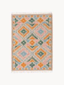 Tappeto kilim tessuto a mano con finitura a frange Zohra, 90% lana, 10% cotone

Nel caso dei tappeti di lana, le fibre possono staccarsi nelle prime settimane di utilizzo, questo si riduce con l'uso quotidiano e la formazione di lanugine diminuisce, Multicolore, Larg. 120 x Lung. 170 cm (taglia S)