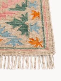 Tapis kilim à finition frangée, tissé main Zohra, 90 % laine, 10 % coton

Les tapis en laine peuvent perdre des fibres lors des premières semaines et des peluches peuvent se former, ce phénomène est naturel et diminue à mesure de votre usage et du temps, Multicolore, larg. 120 x long. 170 cm (taille S)